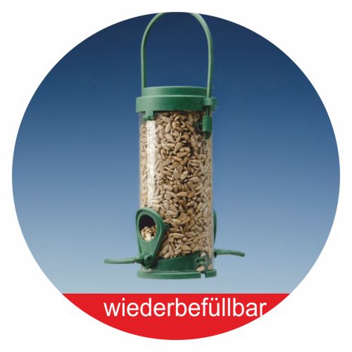 Futterautomat gefüllt mit geschälten Sonnenblumenkernen